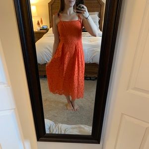 Charles Henry Tie Strap Midi Dress